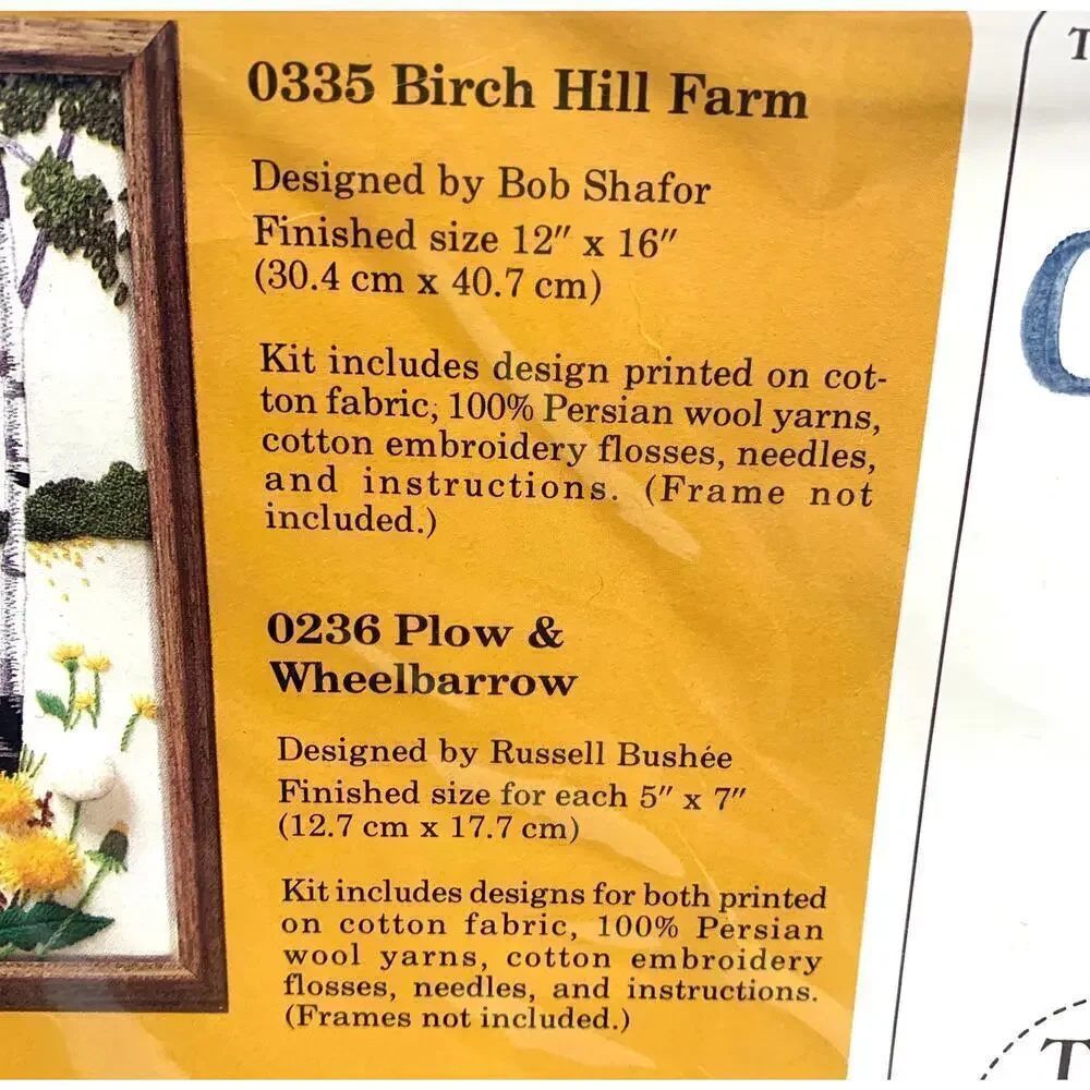 VTG NOS 1984 Creative Circle BIRCH HILL FARM 0335 Sealed Crewel Kit Persian Wool
